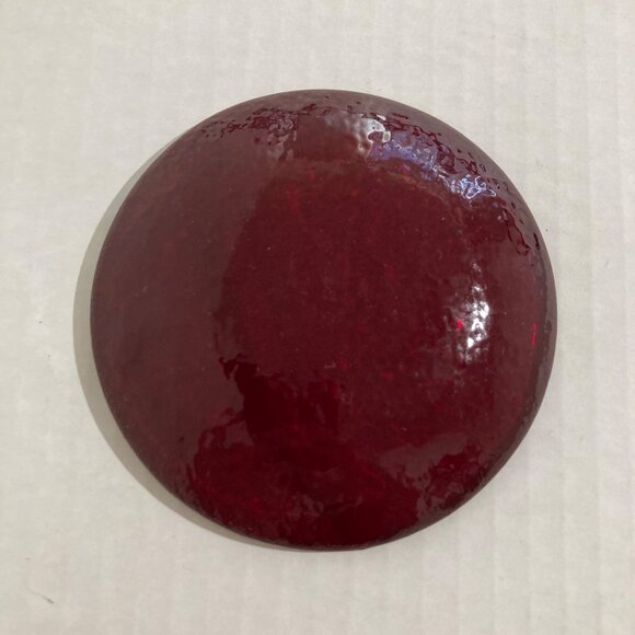 Ruby Red Glass Small Plates Butter With White Stripe Pats 3.5" - Set Of 5 - Picture 4 of 5